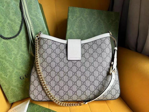 夏季特惠💰1050 原单古驰【原厂皮】米色和乌木色GG 女士挎包 Supreme帆布795113 商品图1