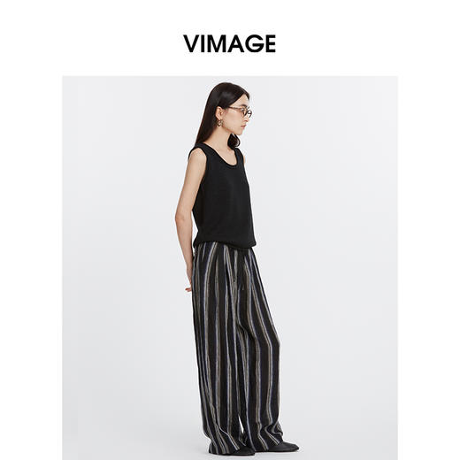 VIMAGE纬漫纪休闲背心内搭外穿U领宽松针织无袖上衣2025夏季新款V2301938 商品图1