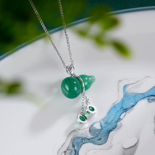 子佩集S925银【葫芦欢颜】套链【TL015469】纯银绿玉髓福项链2504 商品图2