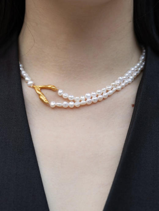 LS｜La aureola Necklace 珍珠V项链 [ 金 / 银 ] 【Celestial】 商品图1