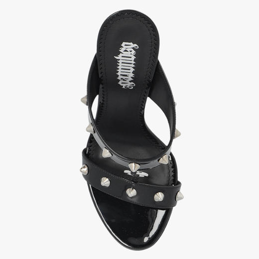 DSQUARED2 女士字母徽标印花铆钉高跟凉鞋 黑色 MHW0044 02508319 2124 商品图2