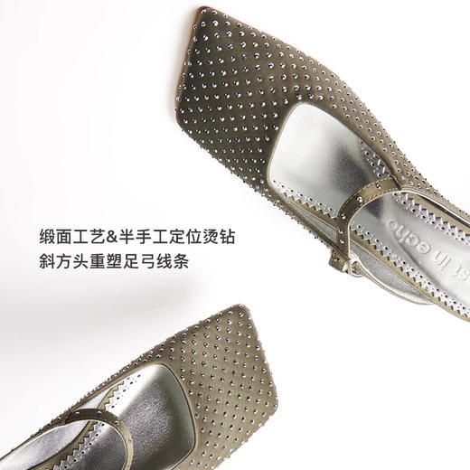 lost in echo2025春夏新款原创个性斜方头坡跟半包银色玛丽珍鞋女 商品图2