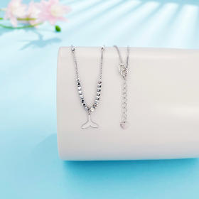 【限时8.8折】【线上铂金馆】PT950 #520快乐 铂金调节余生有你间金珠鱼尾套链（鱼尾实心）(PTTL00038)预售产品下单后不退款不退货不换货不补差价)