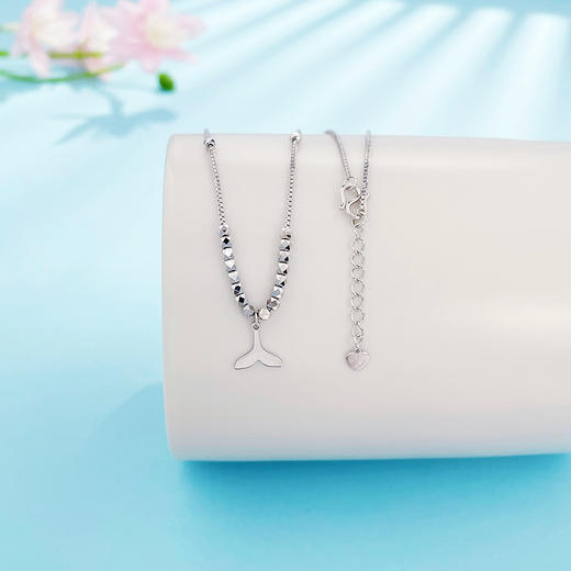 【限时8.8折】【线上铂金馆】PT950 #520快乐 铂金调节余生有你间金珠鱼尾套链（鱼尾实心）(PTTL00038)预售产品下单后不退款不退货不换货不补差价) 商品图0