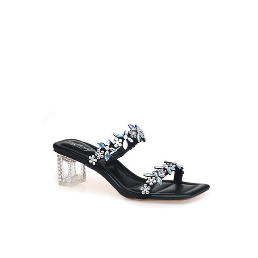 豪麟名鞋迪嘉女鞋凉拖织物+牛皮革DJYYA51WL025黑色 商品图0