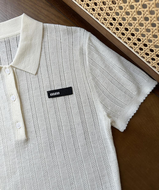 现货 THS-限时 缪家 翻领天丝羊毛针织镂空短袖上衣 2色 BH2597 商品图10