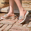 预售10天|Safiya/索菲娅2025夏季外穿一字拖气质时尚方钻扣圆头露趾拖鞋SFD2110368 商品缩略图7