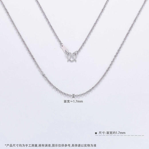 【线上铂金馆】PT950 【国际铂金协会】铂金空心不可调节闪O字链项链（面宽约1.5-1.9mm）(ACPTXL00042-1)预售产品下单后不退款不退货不换货不补差价) 商品图2