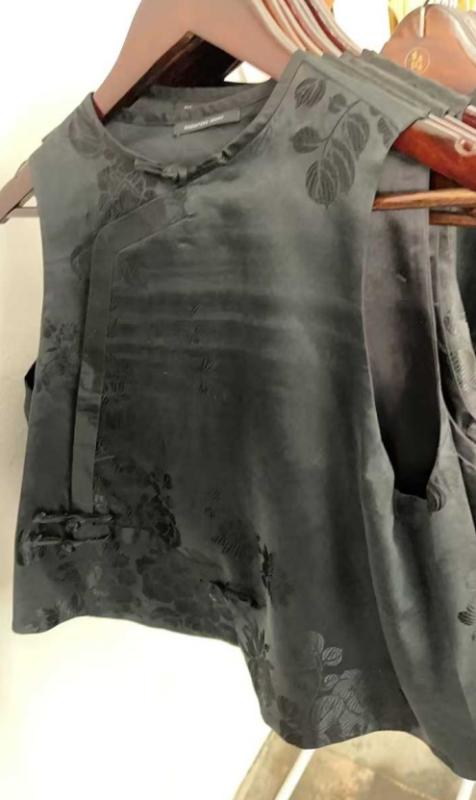 盛唐牡丹 | 民国真丝老面料偏襟马甲(黑色纹样-花纹随机 售完不补) 商品图0