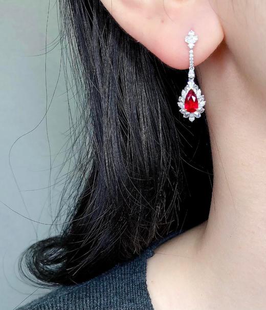 1.43ct刻面红宝石耳坠 商品图4