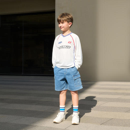 马克珍妮男童潮酷赛车鸟眼速干T恤 儿童上衣2025年春装新款250080 商品图1