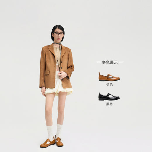 lost in echo2025春夏新款时尚轻便柔软镂空布洛克玛丽珍真皮单鞋 商品图1