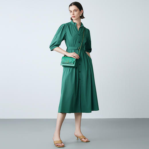 EITIE爱特爱夏季新款气质通勤V领收腰显瘦衬衫连衣裙7807538 商品图8