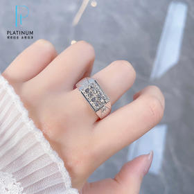 【限时8.8折】【线上铂金馆】【男戒】PT950 铂金空心方形活口戒指尊贵大方商务方块四男戒(ACPTNJ00008)预售产品下单后不退款不退货不换货不补差价)