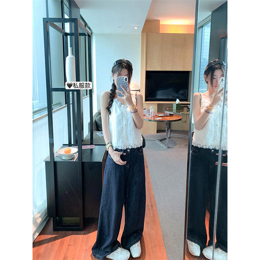 <曾小咸推荐>纽扣拼接蕾丝边吊带背心夏季 商品图2