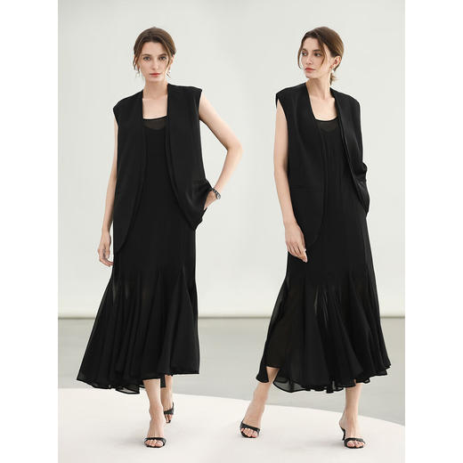 COCOBELLA双层多裁片拼接吊带裙女夏透视鱼尾连衣裙FR7092-2 商品图3