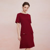 QF844斯尔丽25新款直身短款小个子下摆压褶百搭圆领显高显瘦连衣裙 商品缩略图2