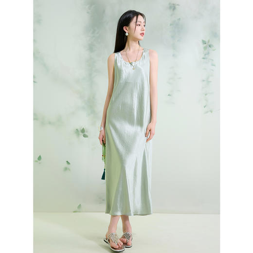 三彩【且听风吟】2025夏季新款新中式醋酸缎面连衣裙背心裙两穿C 商品图2