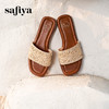 Safiya/索菲娅2025波西米亚编织时尚方头外穿百搭平底一字拖SFD2110370 商品缩略图3