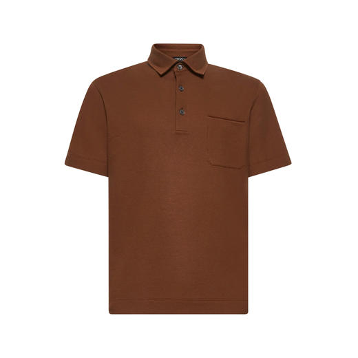 ZEGNA 杰尼亚 男士棉质珠地网眼短袖polo衫 棕色 UF392A9 F752 N05 商品图0