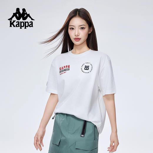 Kappa卡帕背靠背新款夏季情侣运动短袖男宽松休闲t恤透气上衣女款KPCJBTD15 商品图2
