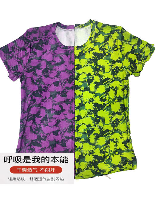 Y024女式印花抽针面料排汗速干抗皱防晒百搭圆领短袖T恤 商品图2