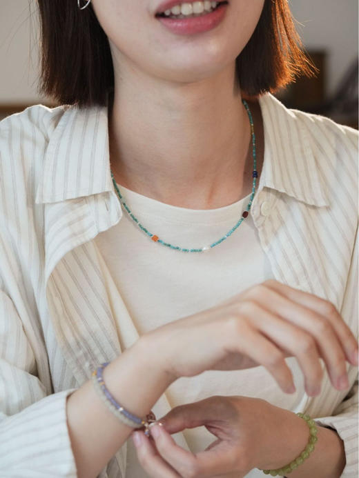 ✨夏日的入场券【天然绿松多宝石项链】新中式多宝绿松石项链 春的气息扑面而来!戴上绿色项链去感受万物的苏醒，去追逐那一抹绿意 商品图3