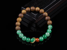 XY0302沉香+非洲翠南红银跑环手串