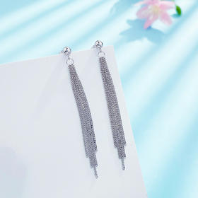 【限时8.8折】【线上铂金馆】PT950 铂金实心波光粼粼瀑布流苏耳饰耳吊(PTES00020)预售产品下单后不退款不退货不换货不补差价)