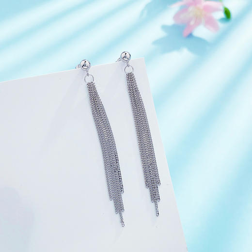 【限时8.8折】【线上铂金馆】PT950 铂金实心波光粼粼瀑布流苏耳饰耳吊(PTES00020)预售产品下单后不退款不退货不换货不补差价) 商品图0