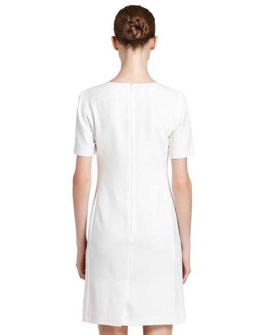 4894415286168 JOAN&DAVID   白色圆领淑女蕾丝拼接短袖连衣裙【以实物图为准，有色差偏黄】 商品图1