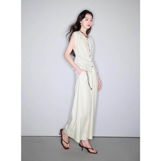 三彩2025夏季新款条纹套装圆领上衣松紧腰半身裙两件套通勤S 商品图3