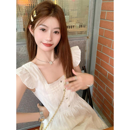 <曾小咸推荐>4.7现货秒杀 ！微信超特价！方领荷叶边小飞袖连衣裙 日常189.99 立减100 秒杀89.99！！ 商品图2