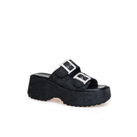 豪麟名鞋奥莱迪嘉女鞋凉拖织物/牛皮革DJYYO51WL209黑色  原价1960元