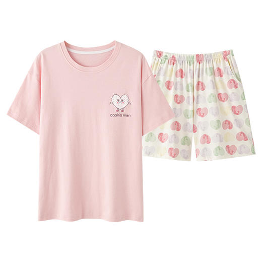 夏季纯棉短裤短袖睡衣套装 可外穿家居服套装 商品图4