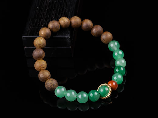 XY0302沉香+非洲翠南红银跑环手串 商品图1