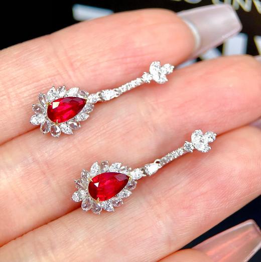 1.43ct刻面红宝石耳坠 商品图2