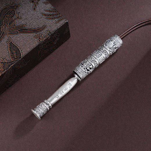 子佩集S999银【护佑福缘】套链【CD0648】纯银可抽出圆柱观音项链2504 商品图3