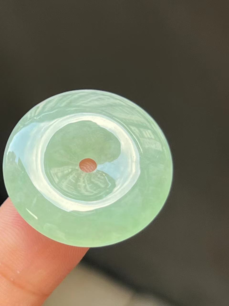 【云意轩】编号：9513 冰种甜绿平安扣天然翡翠 附证书