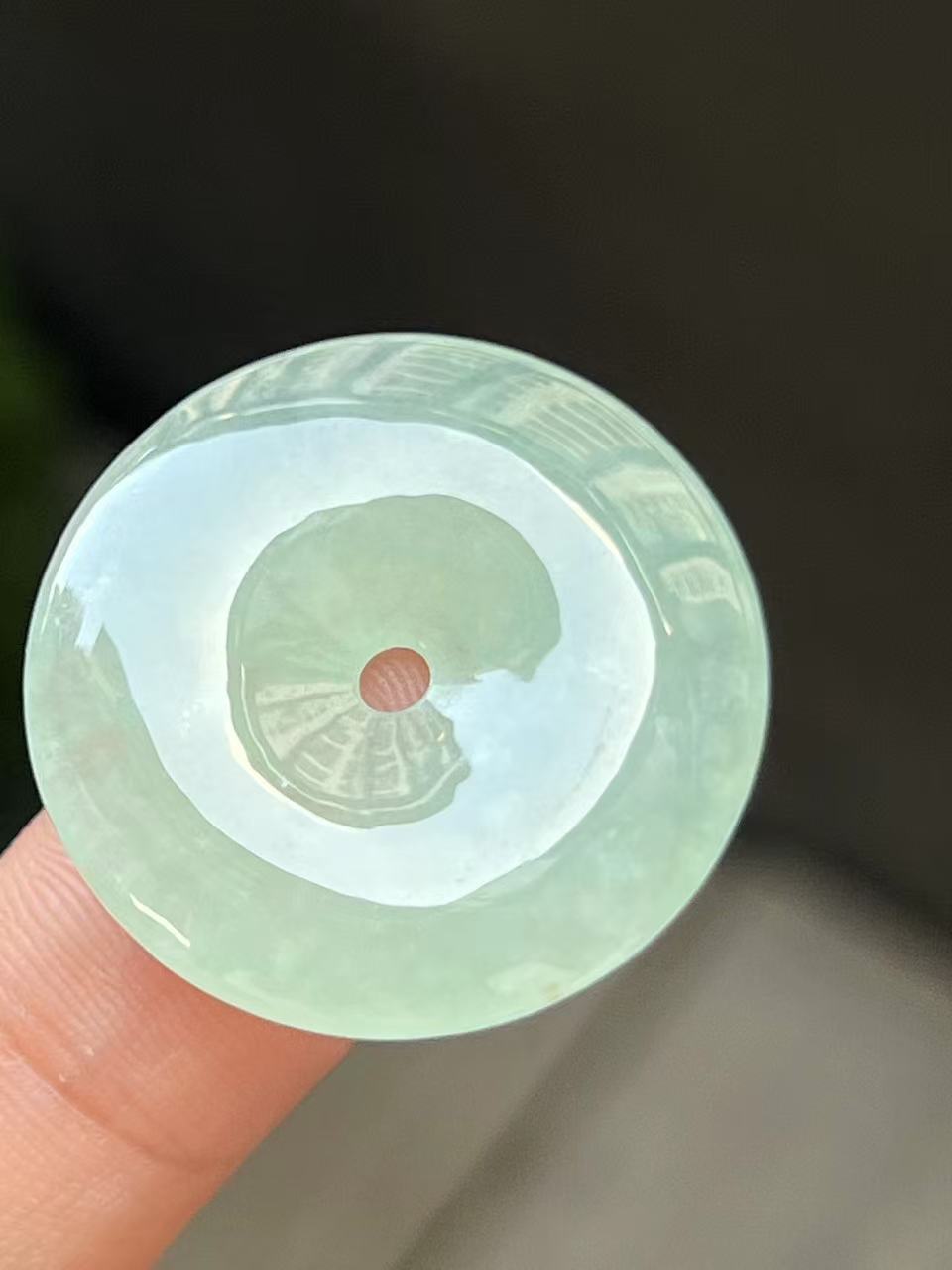 【云意轩】编号：9489  冰种甜绿平安扣天然翡翠 附证书