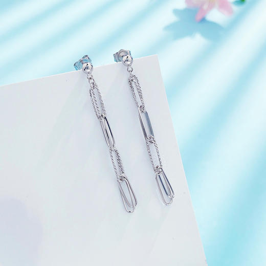 【限时8.8折】【线上铂金馆】PT950 #绕线 铂金空心绕线不规则几何椭圆长方环耳饰耳吊(PTES00021)预售产品下单后不退款不退货不换货不补差价) 商品图0