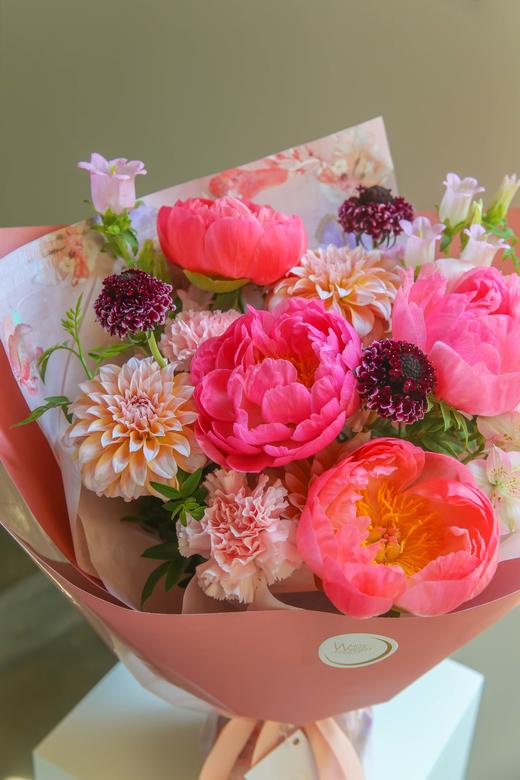 法式花束落日珊瑚芍药暮霞色奶油桃子松虫草 商品图6