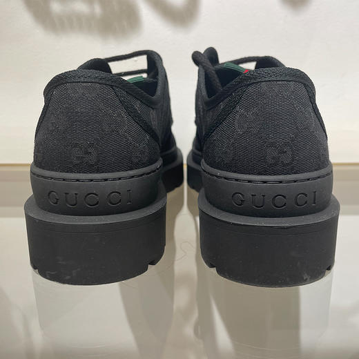 GUCCI 古驰 男士 GG 帆布织带条纹系带休闲鞋 黑色 812195 FAD2I 1044 商品图2