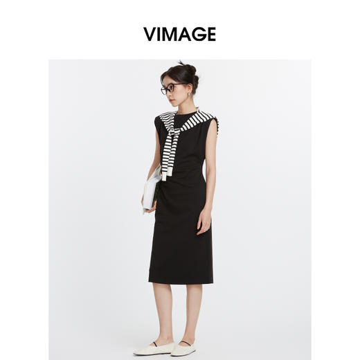 VIMAGE纬漫纪夏季新款时尚通勤无袖收腰显瘦连衣裙V2107728 商品图6