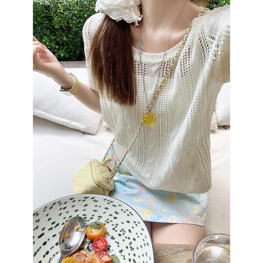 【110元任选2件】最后一波现货！3色镂空针织短袖 商品图1