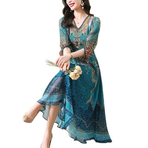 雀说复古民族风碎花长裙新款气质优雅度假风连衣裙AL7815 商品图4