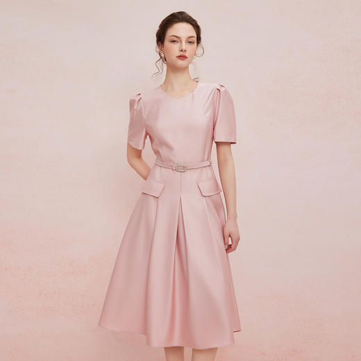 QF838斯尔丽2025新款配色腰带修身放摆气质高雅宴会小礼服年轻款连衣裙 商品图0