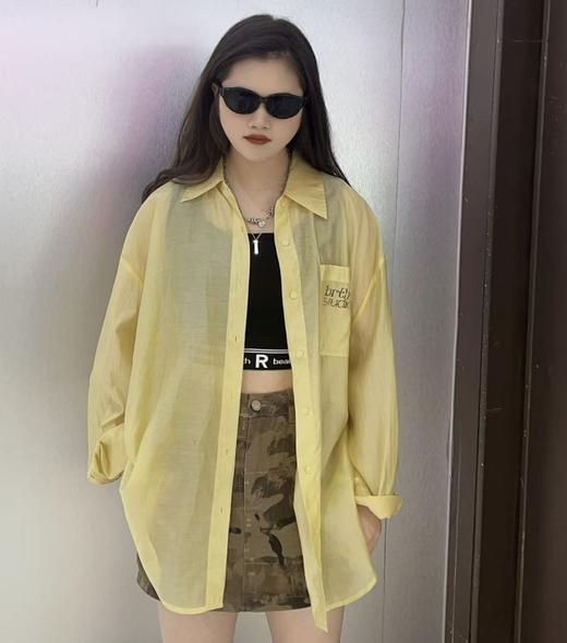 N前后印图案长袖衬衫（黄）夏季 152060060321 商品图0