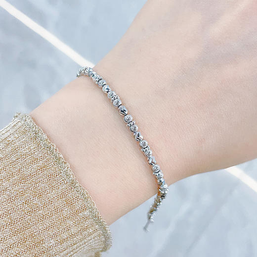 【限时8.8折】【线上铂金馆】PT950 铂金空心调节转运金珠间款手链（内里为铂金链）(PTSL00042)预售产品下单后不退款不退货不换货不补差价) 商品图0