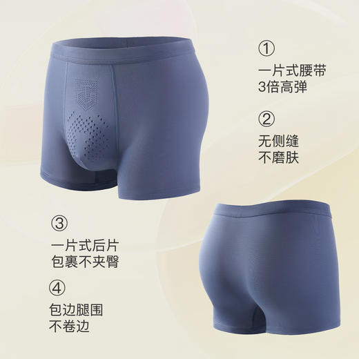 【3条装】10A抑菌莱赛尔柔棉平角内裤男无痕加大码舒适按摩裆6671高柔男士内裤 商品图3